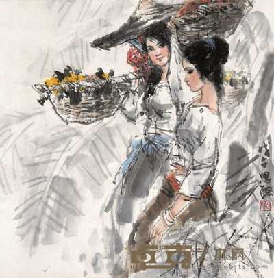 周思聪 少女 立轴 65×63cm